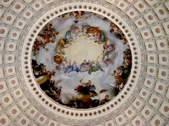 The Yod - Apotheosis of George Washington hidden in the high ceiling of the Rotunda Building since 1865 as their secret agenda of the rule of Antichrist (1 John 4:3 - 1 John 2:18)   Refer to Contemporary Freemasonry in the counterfeit Holy Land  Esau Israel http://web.mit.edu/dryfoo/www/Masonry/Reports/israel.html 