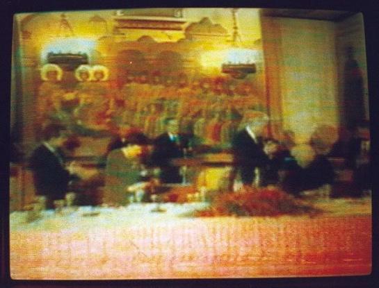 Pay attention to the picture above USA (Magog) President GHW Bush and USSR (Gog) President Yeltsin celebrate with their wives the end to the Cold War in the Ukraine simply notice the mural - painting elevated in the background  of the 10 Kings and or 10 United Nations - 10 sons of Jacob observing as the two Antichrist Shaharit and or two Son god Rah, who are handing the world over to the King of Babylon known as the Pharaoh Antichrist refer to Daniel 7:23-24 and or Zechariah 8:23 note from Y2K - Yod 2000 after the 25th of December Solar Eclipse of the sun and the moon on X Mass Day the United Nations became 13 Nations from after G7 (Yod 7) Bill Clinton handed the reins over to 43rd President of the USA GW Bush also known as the G8 (Yod 8) leader of the questionable United Nations. Refer to Contemporary Freemasonry in the counterfeit Holy Land  Esau Israel