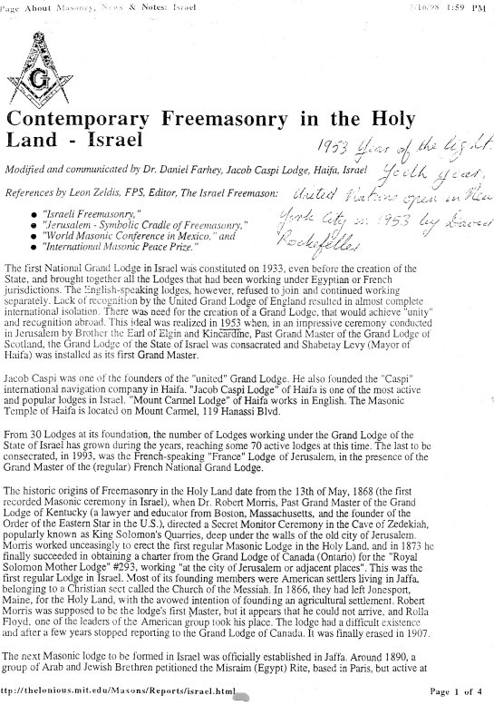 Is it not peculiar how the two Jewish Rabbi's from South Africa and Rhodesia are honored, via this Antichrist Yod Contemporary Freemasonry, which was held in the counterfeit Esau/Cain/  Core Holy Land Israel in 1953. Which was merely, during this Antichrist declaration of his Antichrist Year of the Light, which meant that he and his Jewish Rabbi's etc cleverly declared, the spirits of Lucifer- Shaharit/ George Washington (Isaiah 14:12-17) as their light bearers. Meaning the Jews who call them selves Jews yet are not Jews, but are of the synagogue Lucifer/ Satan the devil (Revelation 2:9). What needs to be understood was that these brainwashed Jews etc, call Lucifer Shaharit meaning honor to their morning star god. In other words, they the Jews (Revelation 2:9 and 3:9) who were secretly exalting the spirits of Lucifer/Shaharit/GW  as god and christ. Simply refer to Zaphaniah 1:17-18 the Antichrist system have created the spirits of George Washington/ Lucifer - Shaharit spirits, as their secret light bearers  from 1953 refer to Ezekiel 8:10-16 as vital evidence 
